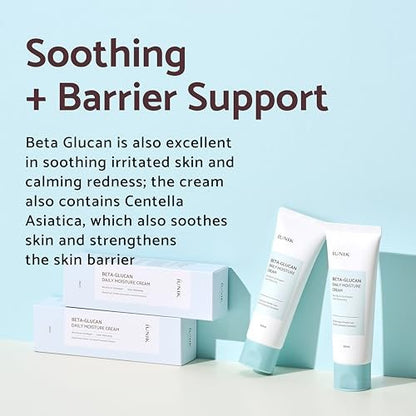 IUNIK Beta Glucan Daily Moisture Cream - 2-Piece Set, Deep Hydration & Skin Barrier Fortifying Moisturizer, Korean Skincare Avelisse