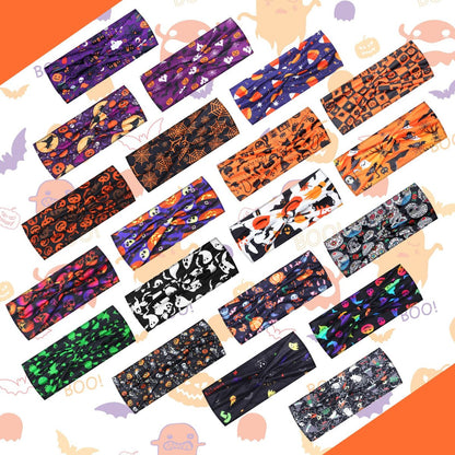 Hoteam 20 Pcs Halloween Headbands Bulk for Women – Skeleton, Ghost & Pumpkin Elastic Non-Slip Hair Accessories