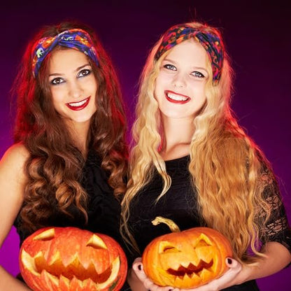 Hoteam 20 Pcs Halloween Headbands Bulk for Women – Skeleton, Ghost & Pumpkin Elastic Non-Slip Hair Accessories