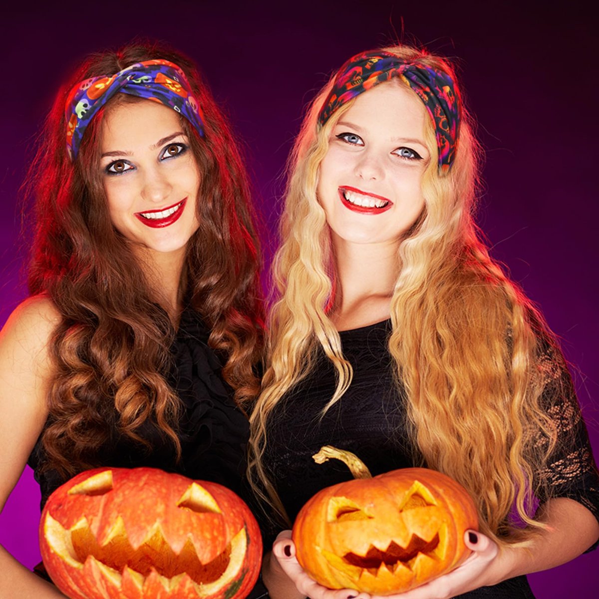 Hoteam 20 Pcs Halloween Headbands Bulk for Women – Skeleton, Ghost & Pumpkin Elastic Non-Slip Hair Accessories - görsel 5