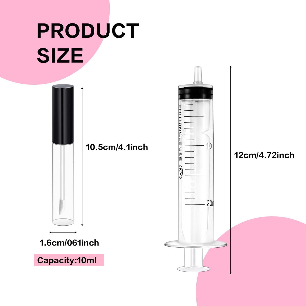 Bercoor 30 Pack Empty Lip Gloss Tubes - 10ml Clear Plastic Refillable Lip Balm Bottles with Rubber Stoppers for DIY Makeup, Cosmetics - Black, Silver, Pink Avelisse