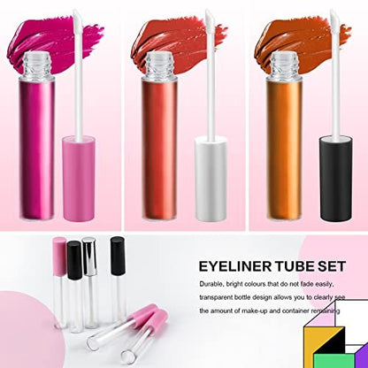Bercoor 30 Pack Empty Lip Gloss Tubes - 10ml Clear Plastic Refillable Lip Balm Bottles with Rubber Stoppers for DIY Makeup, Cosmetics - Black, Silver, Pink Avelisse