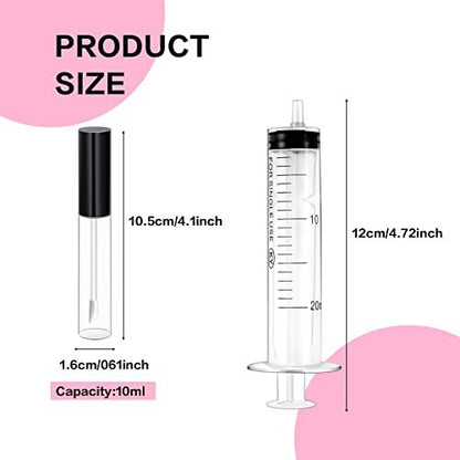 Bercoor 30 Pack Empty Lip Gloss Tubes - 10ml Clear Plastic Refillable Lip Balm Bottles with Rubber Stoppers for DIY Makeup, Cosmetics - Black, Silver, Pink Avelisse