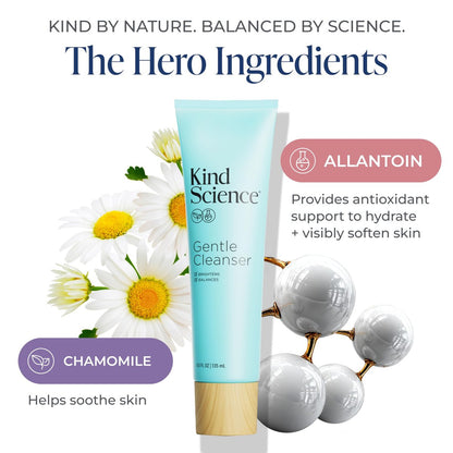 Kind Science Gentle Face Cleanser - Face Wash for Women & Makeup Remover with Vitamin C - Facial Cleanser for Dry Skin - Paraben, Dye & Fragrance Free, Cruelty Free, 4.5 fl oz Avelisse