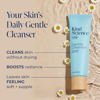 Kind Science Gentle Face Cleanser - Face Wash for Women & Makeup Remover with Vitamin C - Facial Cleanser for Dry Skin - Paraben, Dye & Fragrance Free, Cruelty Free, 4.5 fl oz Avelisse