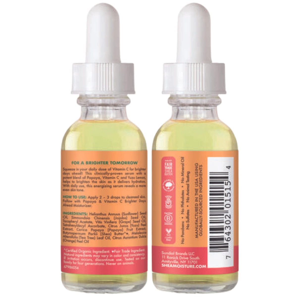 SheaMoisture Papaya & Vitamin C Face Serum – Brighter Days Ahead 2-Pack, 1 oz Each Avelisse