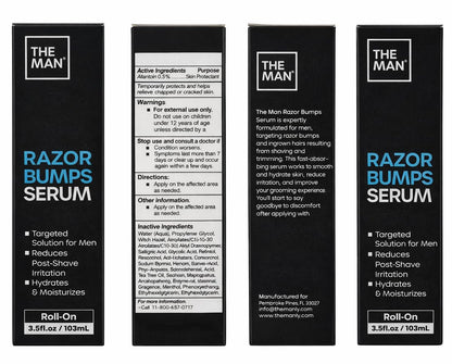 The Man Razor Bumps Serum - Ingrown Hair Treatment for Men - Razor Bump Treatment for Men - Face & Body After Shave & Razor Burn Treatment - Metal Roll On Soothes Skin & Calms Irritation (3.5 fl oz) Avelisse