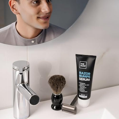 The Man Razor Bumps Serum - Ingrown Hair Treatment for Men - Razor Bump Treatment for Men - Face & Body After Shave & Razor Burn Treatment - Metal Roll On Soothes Skin & Calms Irritation (3.5 fl oz) Avelisse