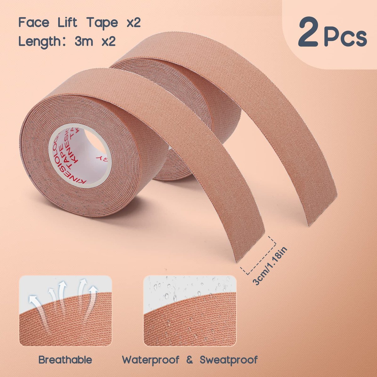 AURUZA 2 Rolls Facial Myofascial Face Lift Tape – Neck & Forehead Anti-Wrinkle Patches for Firming and Tightening Skin (Unisex) - görsel 13
