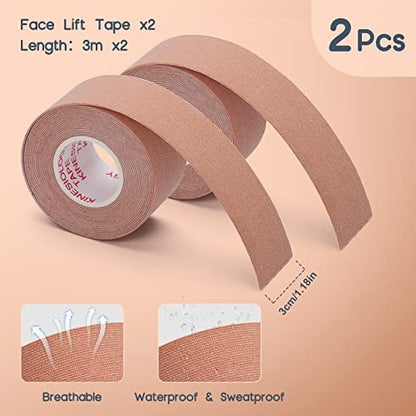 AURUZA 2 Rolls Facial Myofascial Face Lift Tape – Neck & Forehead Anti-Wrinkle Patches for Firming and Tightening Skin (Unisex)
