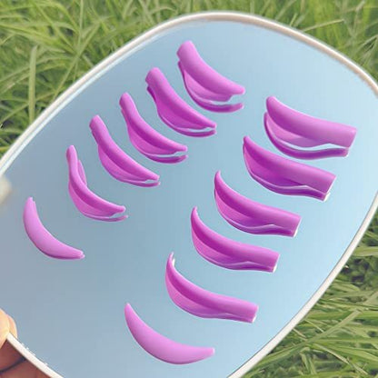 Mega L Curl Lash Lift Pads – No-Glue Silicone Perm Rods for DIY Eyelash Lamination (6-Pack, Purple)