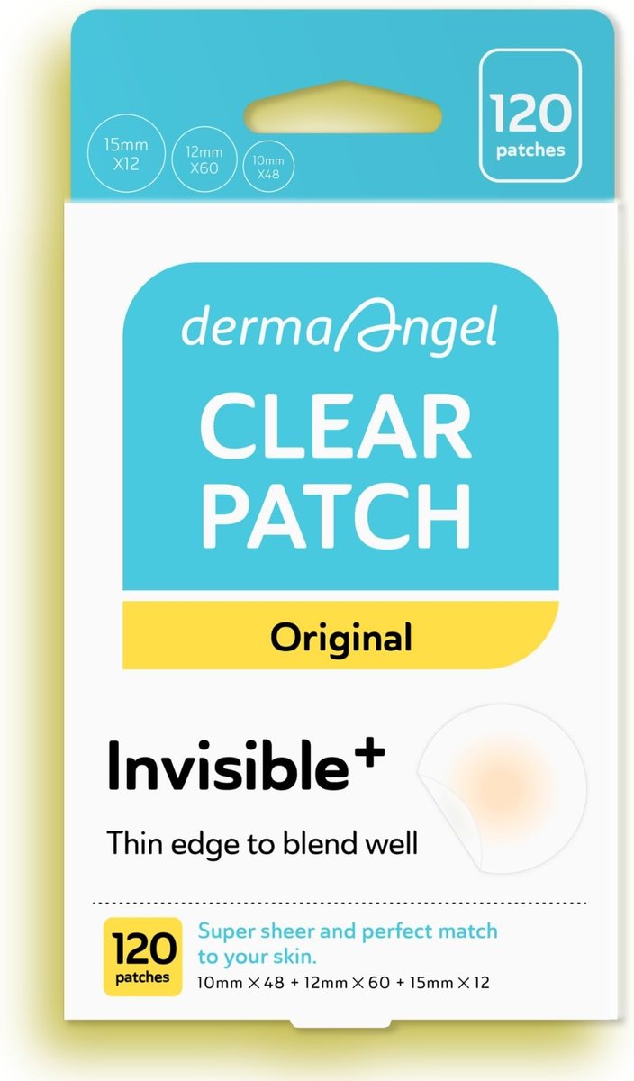 DERMA ANGEL Ultra Invisible Acne Patches for Cystic Acne - 120 Count, 3 Sizes, Hydrocolloid Pimple Patches for Day & Night Use Avelisse