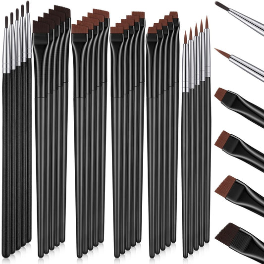 Potchen 30 Pcs Eyeliner Brush Set – Gel Angled Eye Liner Fine Flat Slanted Eyebrow Brushes, Thin Makeup Tool for Women Girls Salon Beauty Cosmetic Esthetician Supplies Avelisse