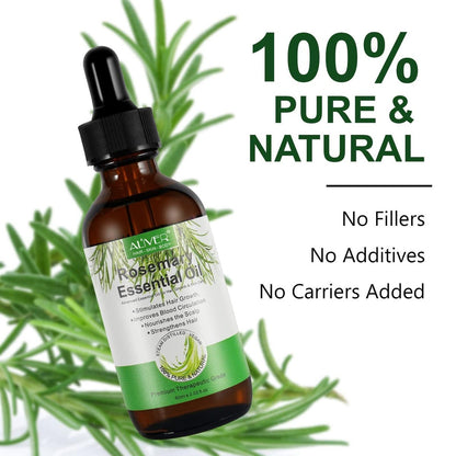 Pure Natural Rosemary Essential Oil for Hair Growth - 2 Pack, Scalp Oil for Dry Damaged Hair (2.02 Fl Oz Each)