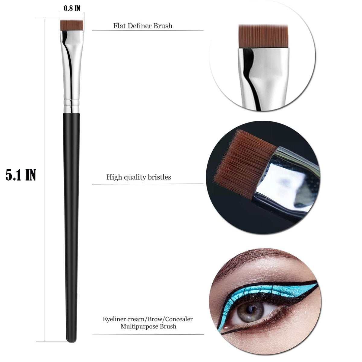 JASSINS Fine Angled Eyeliner Brush Set – Ultra Thin Precision Synthetic Eyeliner Brushes (3 Pcs) - görsel 8