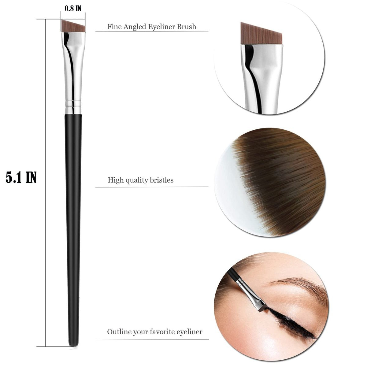 JASSINS Fine Angled Eyeliner Brush Set – Ultra Thin Precision Synthetic Eyeliner Brushes (3 Pcs) - görsel 4