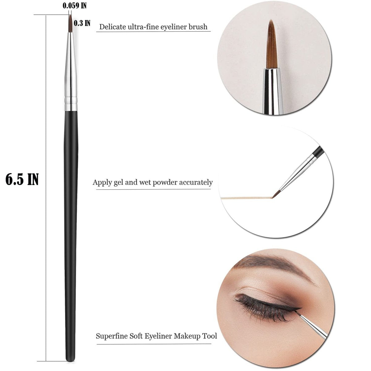 JASSINS Fine Angled Eyeliner Brush Set – Ultra Thin Precision Synthetic Eyeliner Brushes (3 Pcs) - görsel 6