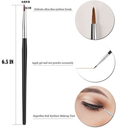 JASSINS Fine Angled Eyeliner Brush Set – Ultra Thin Precision Synthetic Eyeliner Brushes (3 Pcs)