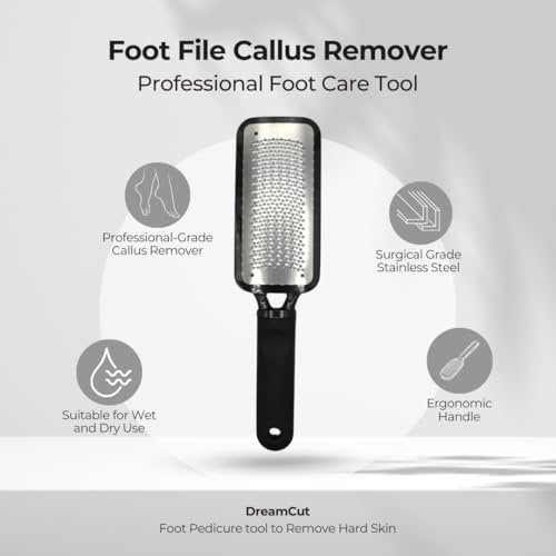 DreamCut Foot File Callus Remover - Surgical Grade Stainless Steel Pedicure Rasp for Wet or Dry Feet, Professional Foot Care Tool to Remove Hard Skin, Black, 1 Count - görsel 4