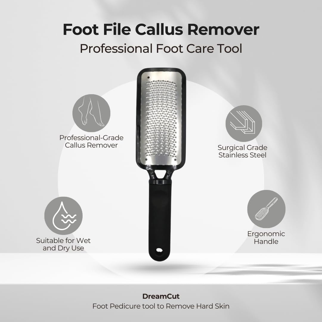 DreamCut Foot File Callus Remover - Surgical Grade Stainless Steel Pedicure Rasp for Wet or Dry Feet, Professional Foot Care Tool to Remove Hard Skin, Black, 1 Count - görsel 3