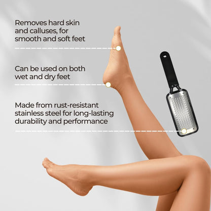 DreamCut Foot File Callus Remover - Surgical Grade Stainless Steel Pedicure Rasp for Wet or Dry Feet, Professional Foot Care Tool to Remove Hard Skin, Black, 1 Count