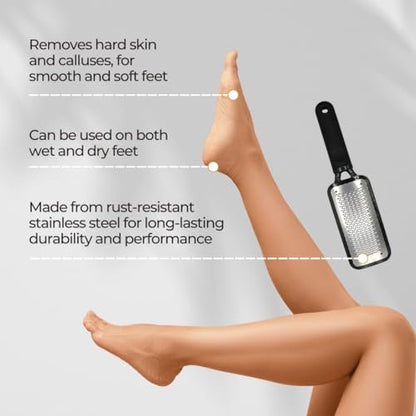 DreamCut Foot File Callus Remover - Surgical Grade Stainless Steel Pedicure Rasp for Wet or Dry Feet, Professional Foot Care Tool to Remove Hard Skin, Black, 1 Count