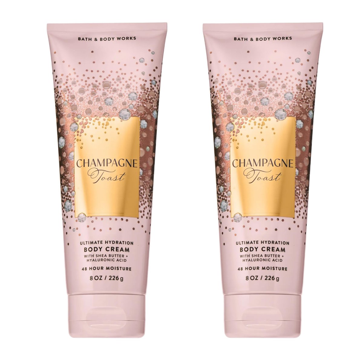 Bath & Body Works Champagne Toast Body Cream 2-Pack – Ultimate Hydration with Shea Butter & Hyaluronic Acid for Dry Skin, 8 oz Each Avelisse