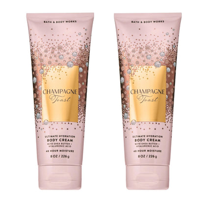 Bath & Body Works Champagne Toast Body Cream 2-Pack – Ultimate Hydration with Shea Butter & Hyaluronic Acid for Dry Skin, 8 oz Each Avelisse