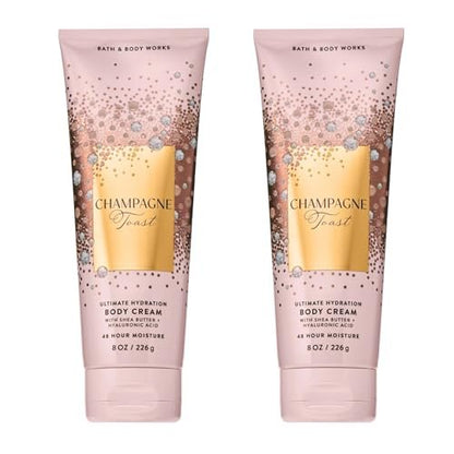 Bath & Body Works Champagne Toast Body Cream 2-Pack – Ultimate Hydration with Shea Butter & Hyaluronic Acid for Dry Skin, 8 oz Each Avelisse