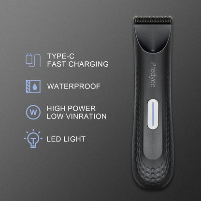 Predyee Ball Trimmer for Men – Manscaping Body Hair Trimmer, Pubic Hair & Groin Groomer, Waterproof, LED Light, USB-C Rechargeable, No Nicks Avelisse