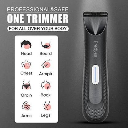 Predyee Ball Trimmer for Men – Manscaping Body Hair Trimmer, Pubic Hair & Groin Groomer, Waterproof, LED Light, USB-C Rechargeable, No Nicks Avelisse