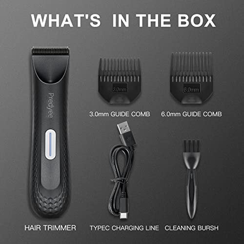 Predyee Ball Trimmer for Men – Manscaping Body Hair Trimmer, Pubic Hair & Groin Groomer, Waterproof, LED Light, USB-C Rechargeable, No Nicks Avelisse