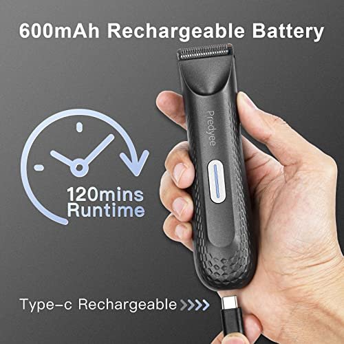 Predyee Ball Trimmer for Men – Manscaping Body Hair Trimmer, Pubic Hair & Groin Groomer, Waterproof, LED Light, USB-C Rechargeable, No Nicks Avelisse