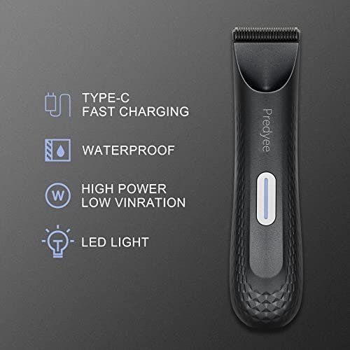 Predyee Ball Trimmer for Men – Manscaping Body Hair Trimmer, Pubic Hair & Groin Groomer, Waterproof, LED Light, USB-C Rechargeable, No Nicks Avelisse