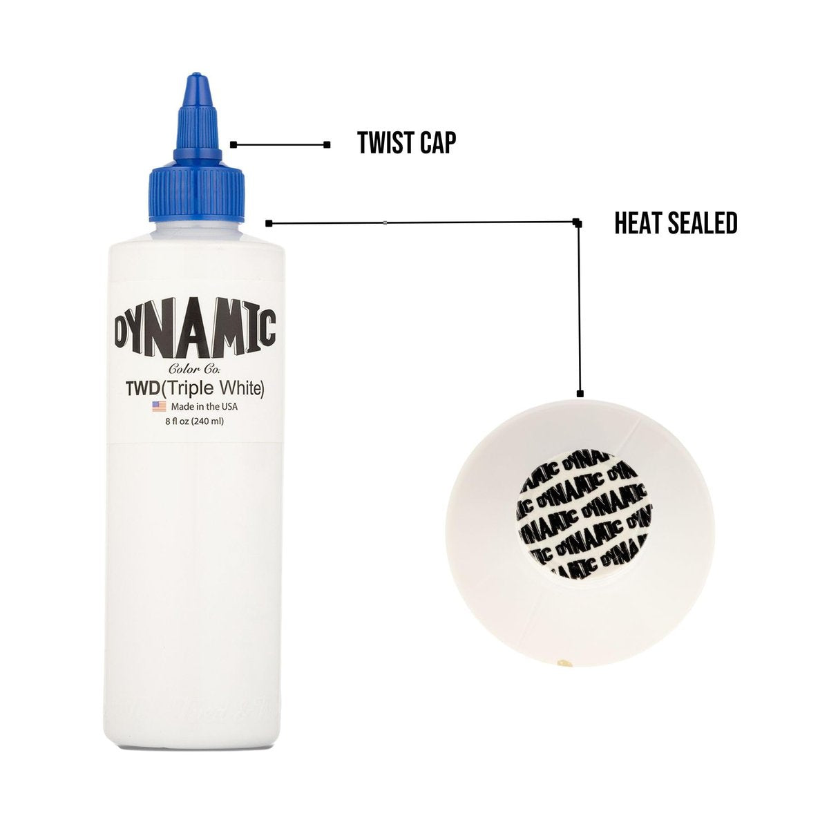 Dynamic Color Co Triple White Tattoo Ink – Sterilized 8 oz Bottle, Made in USA Avelisse