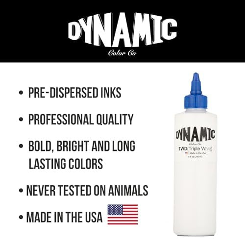 Dynamic Color Co Triple White Tattoo Ink – Sterilized 8 oz Bottle, Made in USA Avelisse