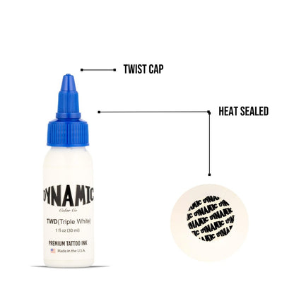 Dynamic Color Co Triple White Tattoo Ink – 1oz Bottle for Crisp White Lines & Highlights