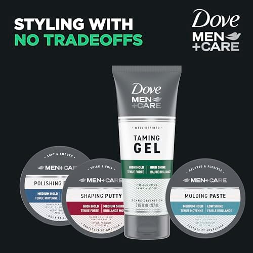 DOVE MEN + CARE Styling Gel 3 Count – Strong Hold Hair Gel for Thicker, Healthier Looking Hair, 7 oz Each Avelisse