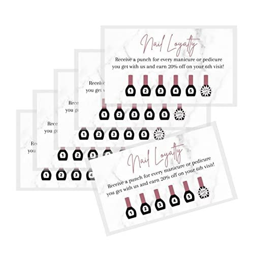 Manicure & Pedicure Loyalty Reward Card | 50 Pack | 2x3.5" Business Card Size | Marble & Mauve Design for Nail Salons - görsel 8