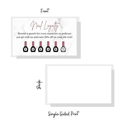 Manicure & Pedicure Loyalty Reward Card | 50 Pack | 2x3.5" Business Card Size | Marble & Mauve Design for Nail Salons