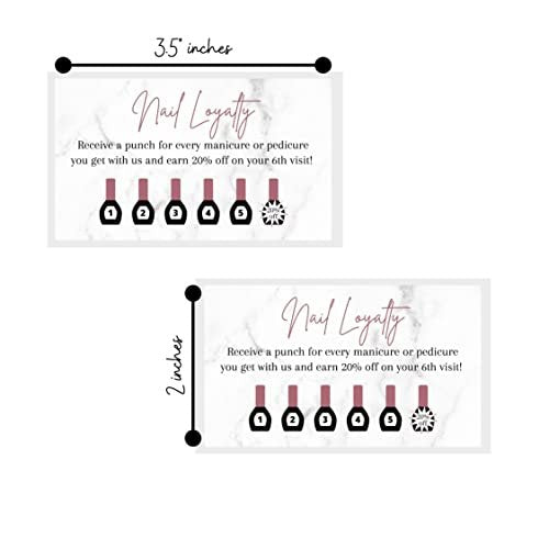Manicure & Pedicure Loyalty Reward Card | 50 Pack | 2x3.5" Business Card Size | Marble & Mauve Design for Nail Salons - görsel 4