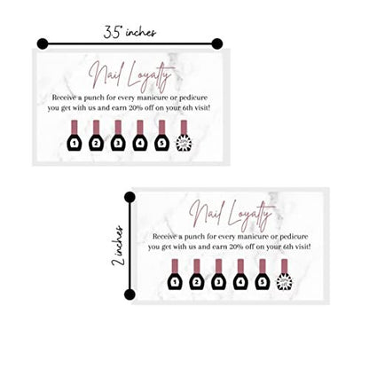 Manicure & Pedicure Loyalty Reward Card | 50 Pack | 2x3.5" Business Card Size | Marble & Mauve Design for Nail Salons