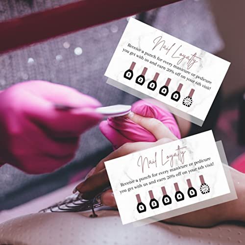 Manicure & Pedicure Loyalty Reward Card | 50 Pack | 2x3.5" Business Card Size | Marble & Mauve Design for Nail Salons - görsel 12