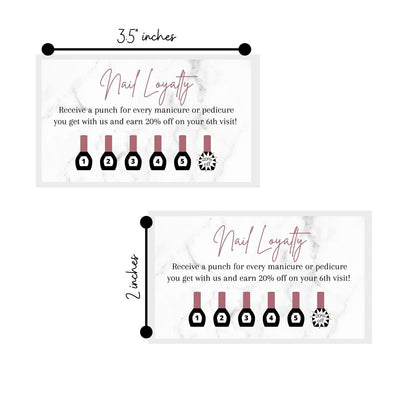 Manicure & Pedicure Loyalty Reward Card | 50 Pack | 2x3.5" Business Card Size | Marble & Mauve Design for Nail Salons