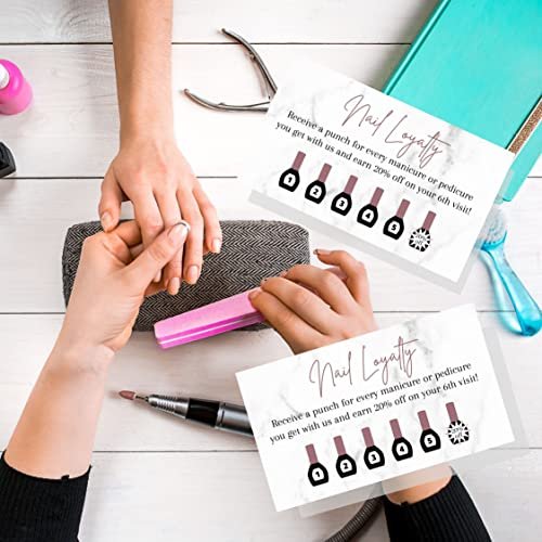 Manicure & Pedicure Loyalty Reward Card | 50 Pack | 2x3.5" Business Card Size | Marble & Mauve Design for Nail Salons - görsel 10