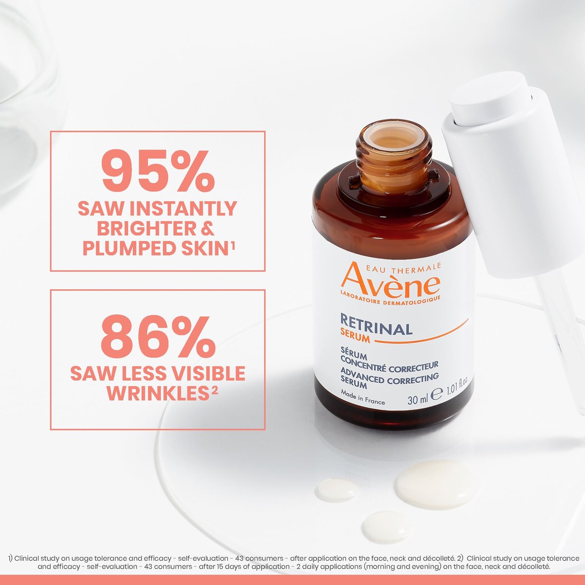 Avène RetrinAL Advanced Correcting Serum - Firming, Plumping, and Renewing Serum with Hyaluronic Acid, Niacinamide, and Bakuchiol, 1 Fl Oz Avelisse
