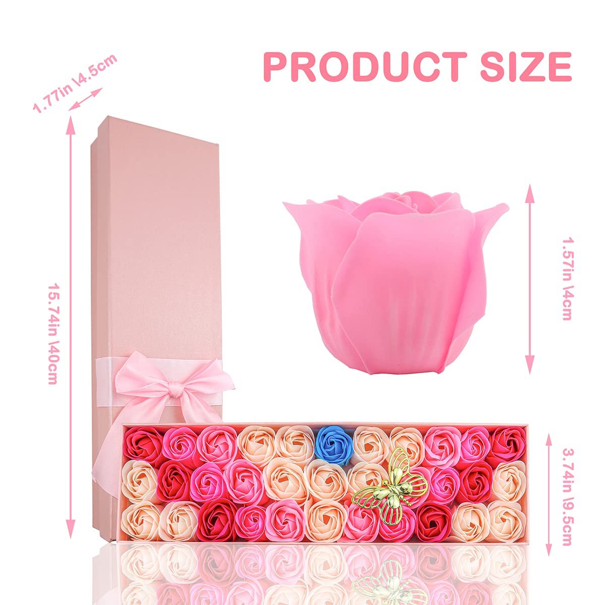 33 Pcs Floral Scented Rose Bath Soap Set - JIALEEY Plant Essential Oil Rose Soap Gift Box for Women, Mom, Valentine's Day - görsel 3