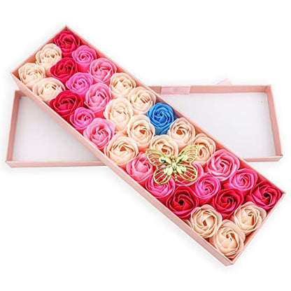 33 Pcs Floral Scented Rose Bath Soap Set - JIALEEY Plant Essential Oil Rose Soap Gift Box for Women, Mom, Valentine's Day