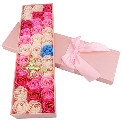 33 Pcs Floral Scented Rose Bath Soap Set - JIALEEY Plant Essential Oil Rose Soap Gift Box for Women, Mom, Valentine's Day