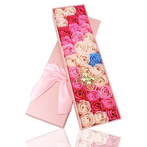 33 Pcs Floral Scented Rose Bath Soap Set - JIALEEY Plant Essential Oil Rose Soap Gift Box for Women, Mom, Valentine's Day - görsel 6